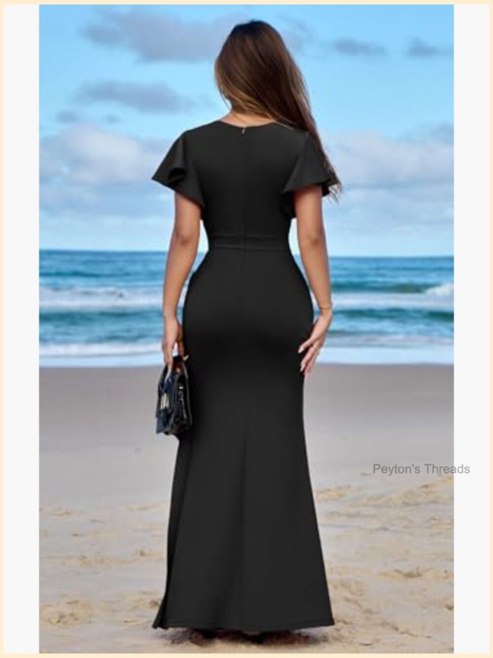Women's Elegant High Split Ruched Bodycon Mermaid Evening Cocktail Maxi Dress - Picture 6 of 7
